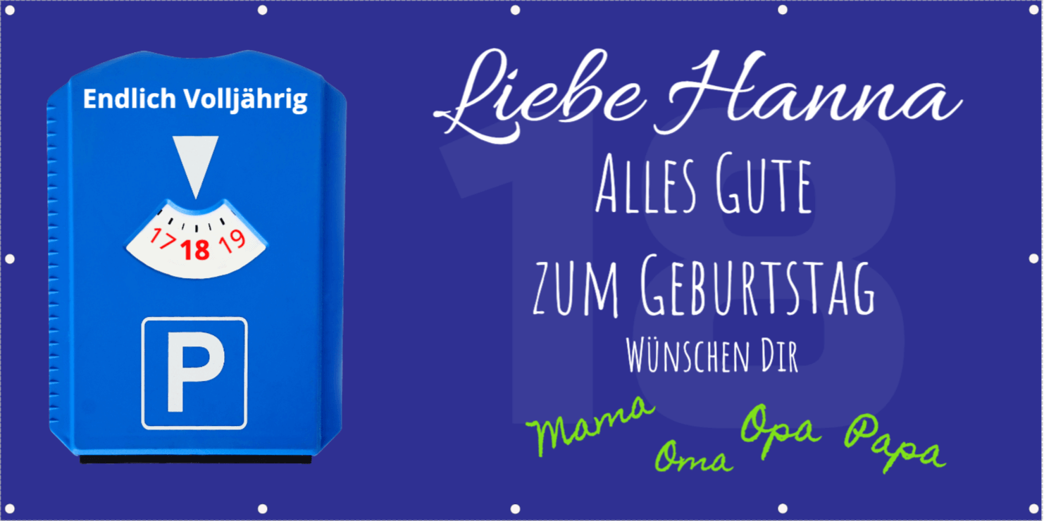 18. Geburtstag 200x100cm Montagefertiges Geburtstagsbanner