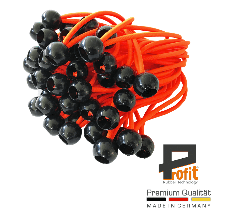 Spannschlaufen mit Kugel 25 Stück - 250mm Neonorange