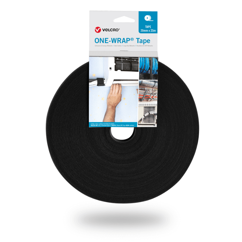 ONE-WRAP® Band der Marke VELCRO® 20mm x 25m auf Rolle Schwarz