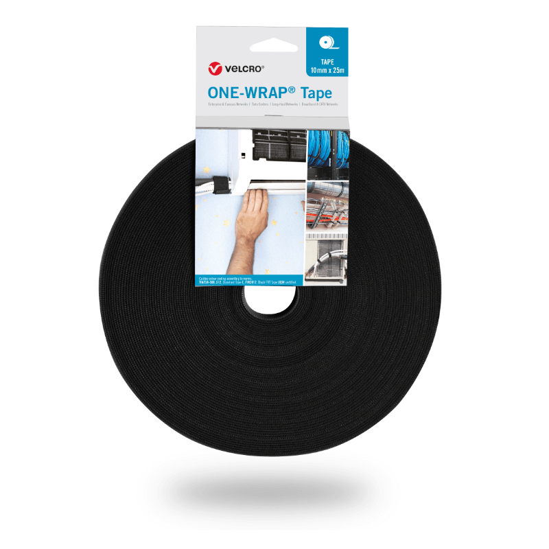 ONE-WRAP® Band der Marke VELCRO® 10mm x 25m auf Rolle Schwarz